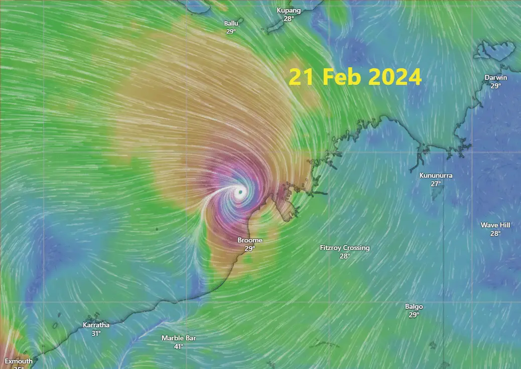 Tropical Cyclone Lincoln on 21 Feb by ECMWF Model Tropical Cyclone Lincoln on 21 Feb by ECMWF Model