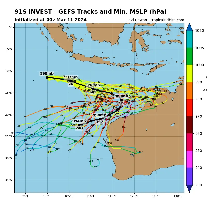 Tropical Low 08U track