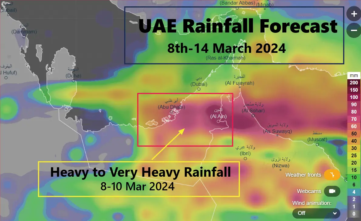 Uae weather heavy thunderstorm in forecast of uae weather today